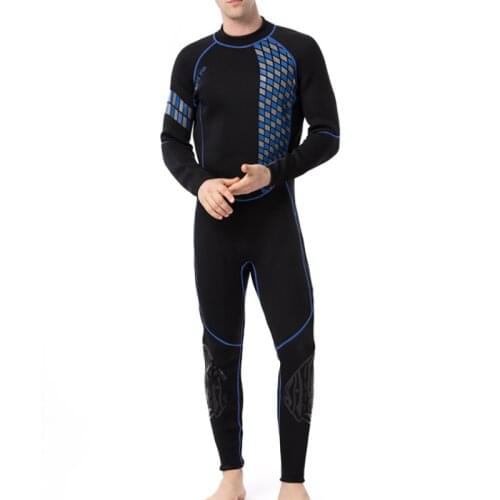 3mm Neoprene Siamese Wetsuit Male Warm Super Elastic Wear-resistant Wetsuit High Quality Cold-proof Winter Swimming Diving Suit