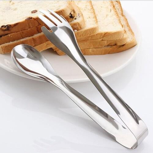2020 New Stainless Steel Food Clip Spoon Fork Tongs Salad Clip Party Pastry Buffet Pliers Kitchen Cooking Accessories