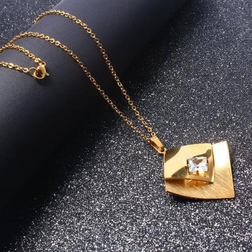 XUANHUA Stainless Steel Necklaces & Pendants Chain Necklace Women Jewelry Stone Collares Chocker Fashion Pendant Necklace