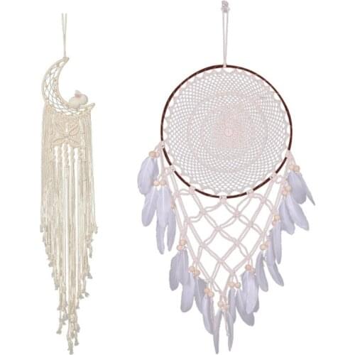 Handmade Woven Dreamcatcher Moon Butterfly Boho Macrame Wall Hanging Tapestry M68E