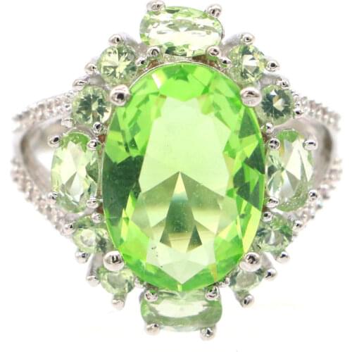 18x13mm SheCrown Big Gemstone Created Red Blood Ruby For Ladies Daily Wear Silver Rings