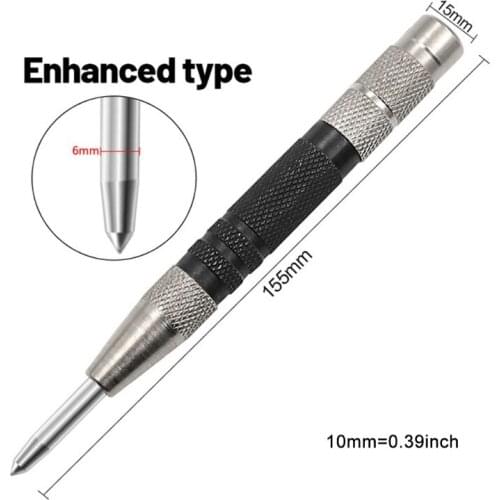 M89B Strong Automatic Center Punch 5/6 inch Black Steel Spring Loaded Center Hole Punch with Adjustable Tension Hand Tool