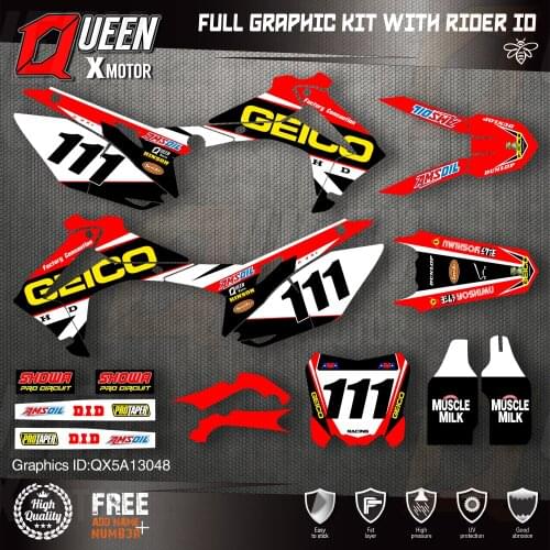 QUEEN X MOTOR Custom Team Graphics Backgrounds Decals Stickers Kit For HONDA 2014-2017 CRF250R 2013-2016 CRF450R 048