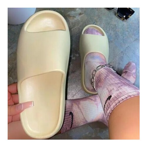 HOT Mens/WOMEN Summer Slides Breathable Cool Beach Sandals Flip Flops Fish Mouth Men Slippers Lightweight Bone White Plus