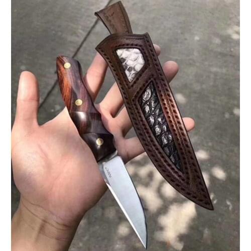 Swedish 14C28N Steel Straight Knife Desert Ironwood Handle fixed blade knife outdoor camping survival EDC Tools