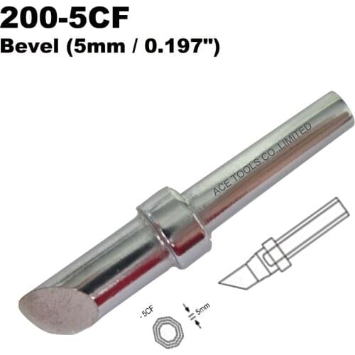 QUICK 200-5CF Bevel 5mm Replacement Soldering Tip Fit 203 203H 204 204H 203D 376(I) 376D(I) 3100 3101 3102 3112 3202 20H-90 Bit
