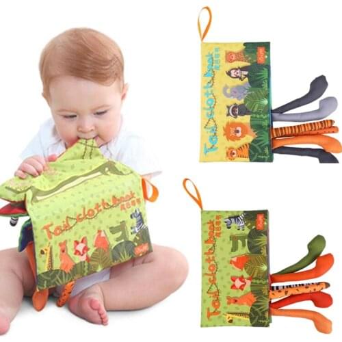 Baby Infant Rattle Toys Kids Cartoon 3D Waterproof Animal Tail Cloth Books Learning Educational Soft Cloth Books 10% off