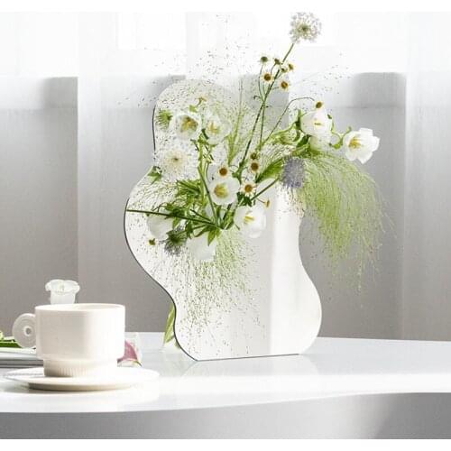 Cutelife Nordic Mirror Acrylic Test Tube Vase Home Office Living Room Flower Vase Table Wedding Hydroponic Plant Decorative Vase