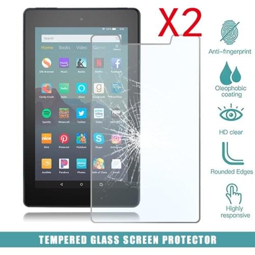 2Pcs Tablet Tempered Glass Screen Protector Cover for Amazon Fire 7 (9th Gen 2019) Alexa HD Eye Protection Tempered Film
