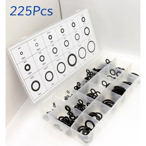 225 Pcs Kit Air Conditioning HNBR O Rings Seal Nitrile Rubber Car Auto Vehicle Repair Tools Air Conditioning Refrigerant Ring