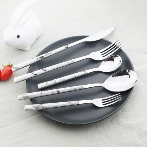 4/5Pcs White Silver Dinnerware Western Knife Fork Coffee Tea Spoon Cutlery Set Stainless Steel Silverware Kitchen Tableware Set