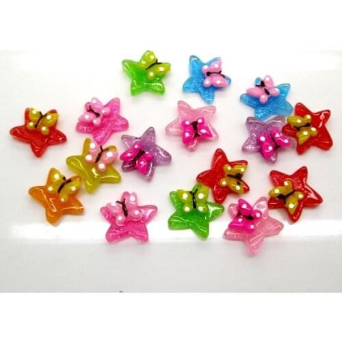 50Pcs Mixed Resin Stars Decoration Crafts Flatback Cabochon Scrapbooking Embellishments Beads Diy Accessories