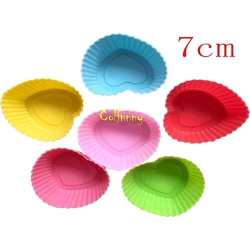 504pcs/lot Heart & Rose flower Shape Silicone Mold DIY Cake Tools 7cm Cupcake Cup Muffin Baking Chocolate Fondant Mould