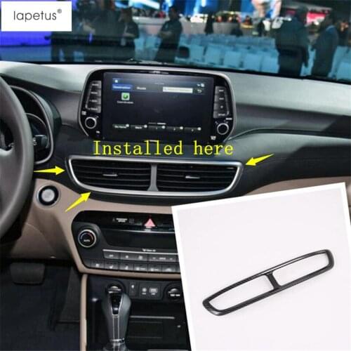 Lapetus Accessories Fit For Hyundai Tucson 2019 2020 Central Control Air Conditioning Molding Cover Kit Trim / Carbon Fiber ABS