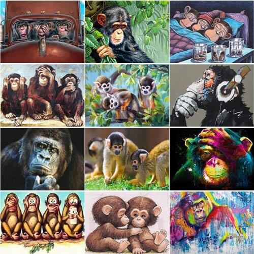 New 5D DIY Diamond Painting Orangutan Diamond Embroidery Animal Cross Stitch Full Square Round Drill Crafts Home Decor Art Gift