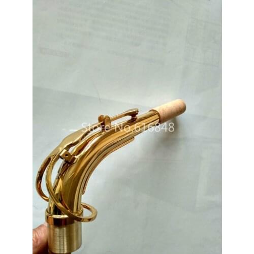 Free Shipping Brass Material Alto Saxophone Bend Neck Gold Lacquer Surface Saxophone Connector Instrument Accessories 24.5mm