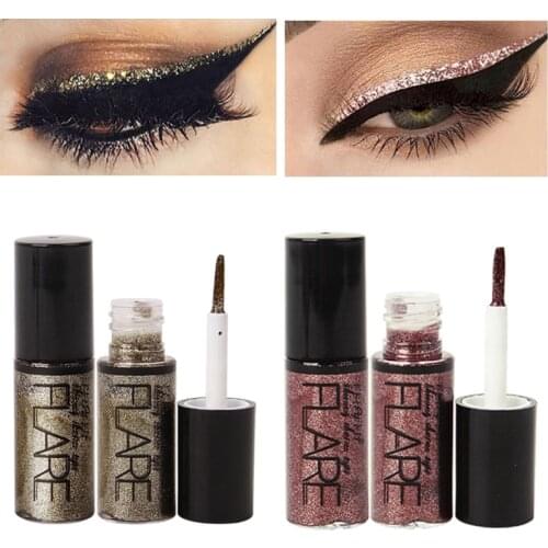 Glitter Liquid Eyeliner Waterproof Long Lasting Shimmer Eye Liner Makeup Silver Rose Gold Color Pigment Eyeliners Cosmetics