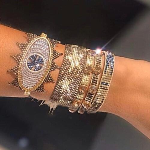 BLUESTAR 2021 Turkish Evil Eye Bracelet Star Pulseras Femme Fashion Jewelry Crystal Handmade Woven Loom Bead