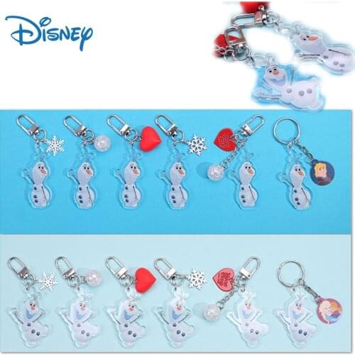 Disney Frozen Princess Keychain Olaf Cartoon Bag Pendant Baby Girl Keychain Cute Anime Figures Dolls Keyring Toys Gifts for Kids