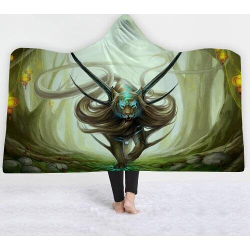 Beast Blackish green Blanket with hat comfortable soft keep warm Blanket animal good quality Simple and elegant style Blanket