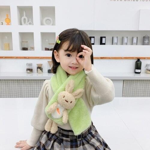 Children Winter Warm Thicken Scarfs Cross Collar Scarf Lovely Rabbit Fashion Scarf Cartoon Plush Scarf Gift Baby Boys Girls