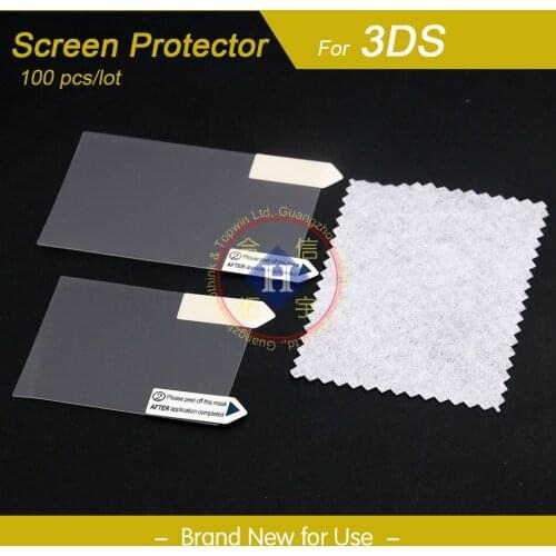 HOTHINK 100PCS/lot Clear top + down LCD Screen Protector Film Guard with cleaning cloths For Nintendo 3DS