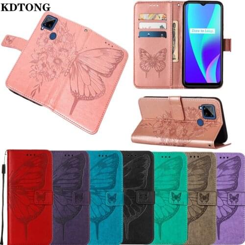 Leather Wallet Phone Case for Oppo A7 A9 2020 Find X2 Reno 3 Pro 5G Realme C11 C15 6 5 Capa Embossed Butterfly Protect Cover