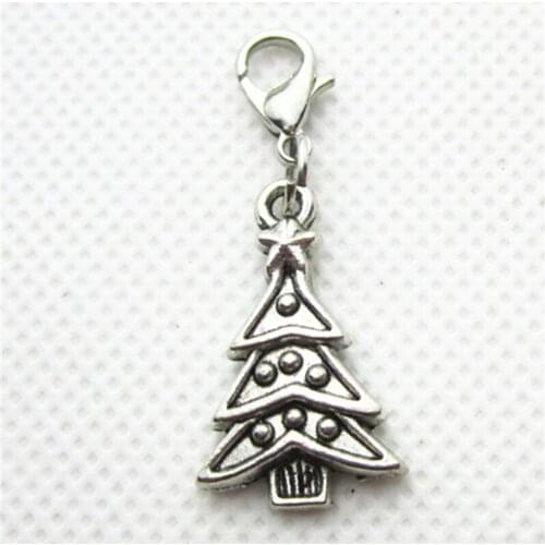 Hot Selling 20pcs/lot Christmas Tree Dangle Charms Lobster Clasp Charms DIY Bracelet&Bangles Jewelry Accessory Hanging Charms