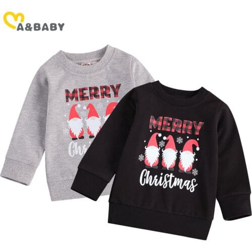 Ma&Baby 0-4Y ChristmasToddler Infant Baby Kid Boy Girl Long Sleeve Sweatshirts Casual Santa Letter Print Xmas Clothes