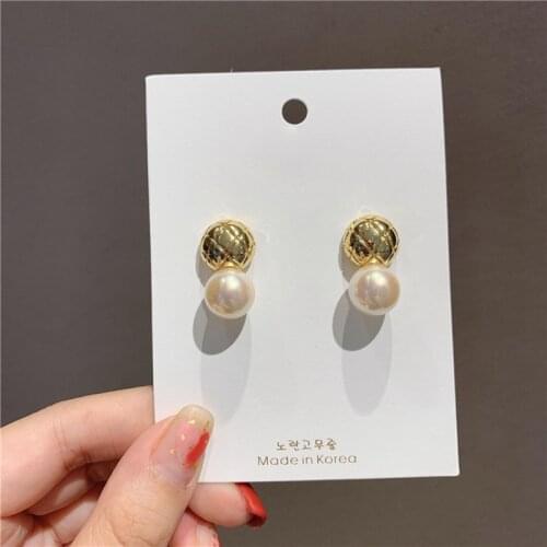MENGJIQIAO Korean Cute Elegant Pearl Ball Drop Earrings For Women Girls Simple Trendy Boucle D'oreille Jewelry Gifts