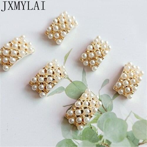 10 PCS 18*9mm Fashion Metal Alloy KC Gold Imitation Pearl Connectors Charm For Jewelry Making DIY Hair Accessories