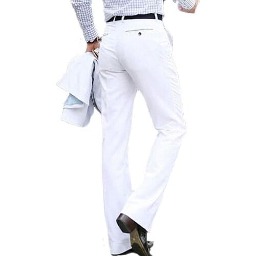 2021 Mens Flared Trousers Formal Pants Bell Bottom Pant Dance White Suit Pants Suit Pants for Men Size 28-37