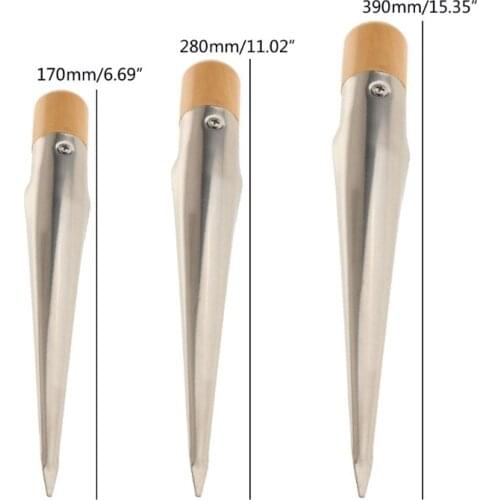 N0HF 170/280/390mm Durable Stainless Steel Rope Splicing Spike with Wood Handle Universal Marine Hardware Supplies