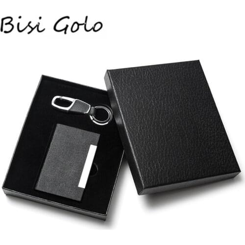 BISI GORO 2021 RFID Wallet Set Metal Card Holder Aluminum High Quality Box Stainless Steel keys holder Giftbox tarjetero hombre