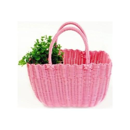 Plastic woven basket, portable shopping basket, sewing pet basket, bath blue free shipping