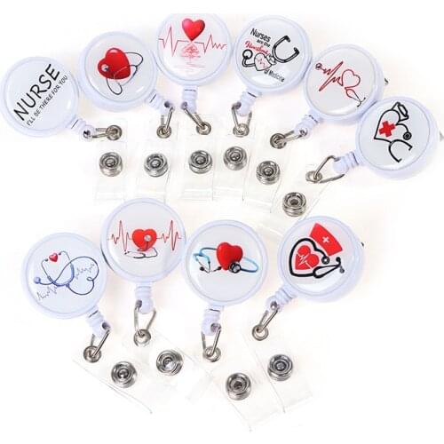 Plastic Retractable Nurse Badge Reel Clip Cartoon Nurse Doctor Students IC ID Card Badge Holder