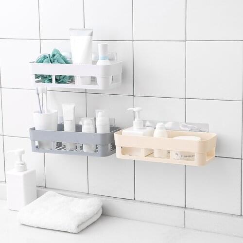 Bathroom Shelf Bathroom Adhesive Storage Rack Kitchen Home Decoration Corner Shower Shelf Rack Storage Rack Accessories 3 Color