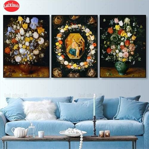 Full square round diamond painting Hot selling home art, virgin, flowers diamond embroidery 5D rhinestone mosaic diamond inlaid