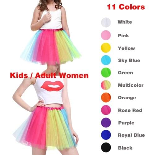 Mother and daughter Skirt Rainbow Tulle Skirt Carnival Petticoat Mesh Mini Tutu Skirts Candy Color Kinderfasching Faschingsparty