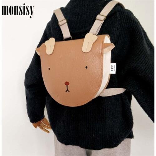 Monsisy Fashion Children Backpack For Girl Boy School Bag PU Leather Reindeer kindergarten Travel Bag Cartoon Deer Baby Backpack