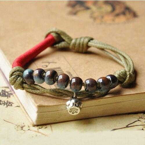 SEA MEW China Fashion Ceramic Bracelet Handmade Porcelain Bead Bangles For Women Charm Bracelets Girls Gift