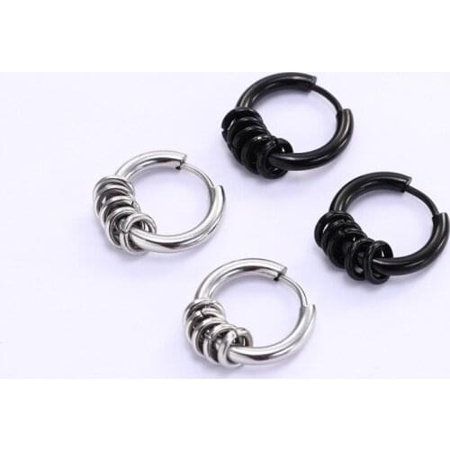 KSRA Punk Titanium Steel Hoop Earrings For Men Women Fashion Coil Stainless Steel Earrings Jewelry 2021 New 1 piecec