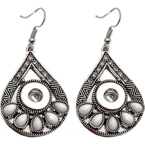 High quality 026 Rhinestones Butterfly fit 12mm Snap Button Earring Women Charms White K Plated Design Snaps Earrings Jewelry