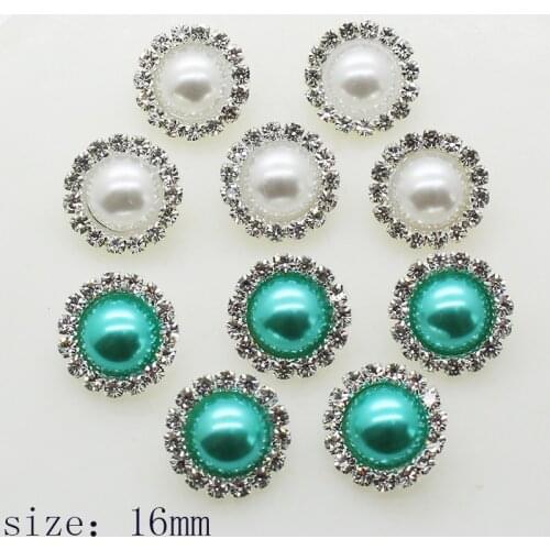 Pearl Rhinestone Button 10pcs / lot16MM Sewing Decorative Shirt Material Buckle Craft Decorative Buckle Silver