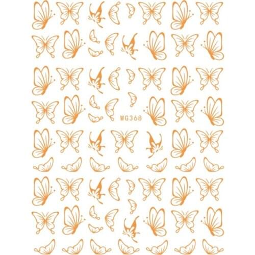 Female Nail Sticker Laser Gold Colorful Gold Color Butterfly Nail Beauty Applique Pattern 10PCS