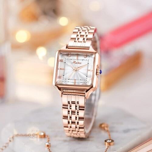 MEIBIN Women Watches 2021 Geneva Designer Ladies Square Wrist Watch Luxury Brand Diamond Quartz Gold Wrist Watch Gifts For Wome