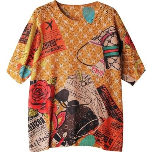 Cartoon Cute Knitted Short Sleeve Kawaii Cute Spring Summer Womens Tops And Blouses cardigan mujer Oversized Sweater