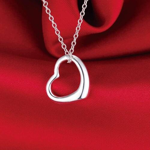 Hot beautiful 925 Sterling Silver romantic heart Pendant Necklace For Women Holiday gift fashion party wedding charm Jewelry