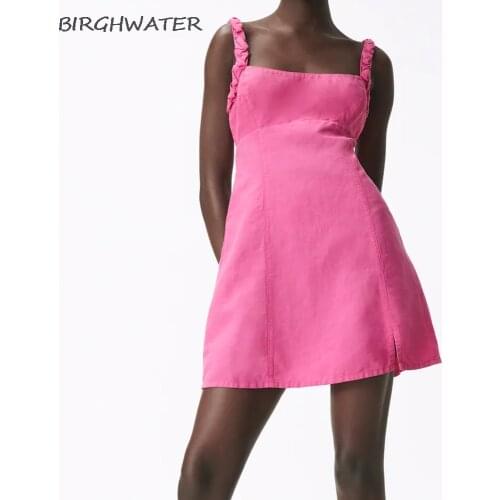 Women Dress 2021 Summer Sweet Lace Sexy Backless Sling Mini Dress Vestidos Cute Beach A-Line Short Dresses Slit Sundresses