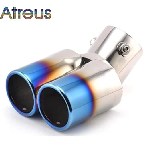 1pcs Twin Curved Tailpipe Car Exhaust Tail Pipe For Ford Focus 2 Chevrolet Cruze Aveo Kia Rio K2 Mazda 6 5 Peugeot 207 307